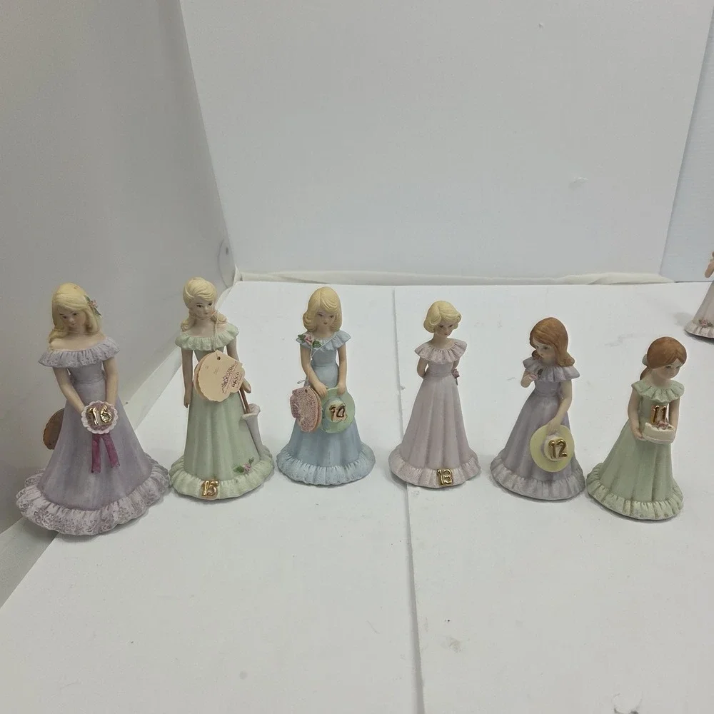 VTG Enesco Growing Up Birthday‎ Girls Blonde Doll Figurine Lot Set Ages 11-16